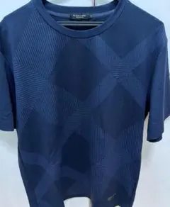 ネイビー幾何学模様半袖シャツ