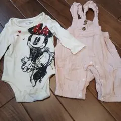 babyGAPミニーマウスロンパース 6-12ヶ月 ＆ ピンクサロペット 70