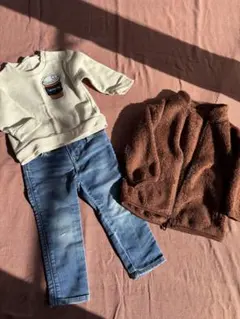 キッズ服３点まとめ売り　80cm コーヒー缶刺繍セット