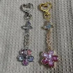 レジン♡桜と蝶のキーホルダー　① 小さなおまけ付き