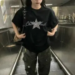 フロントプリント 半袖Tシャツ ブラック