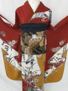 驚きの21点セット】【豪華正絹振袖】袴付き 手毬柄 赤色 小柄 成人式 