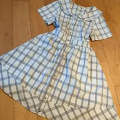 アクシーズポエティック♡フリル襟 チェック柄 半袖ワンピース