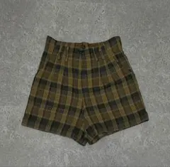 00s ショートパンツ ハイウエスト タータンチェック レトロ Y2K トラッド