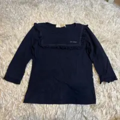 Leur Getter ネイビー フリル長Tシャツ 五分袖