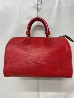 LOUIS VUITTON エピ スピーディ25 レッド ハンドバッグ LVロゴ