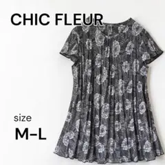 CHIC FLEUR】チュニック 半袖 花柄 ミセス M-L 黒×白 - メルカリ