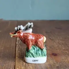 ビンテージフェーブ 雄鹿 フランス雑貨ガレット置物陶器ミニチュア野生動物