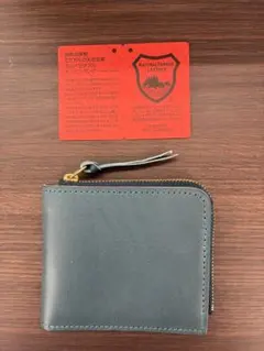 二つ折り　財布　栃木レザー　本革　ネイビー