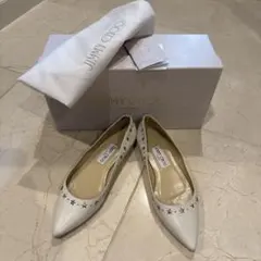 JIMMY CHOO ホワイト ポインテッドトゥローヒールパンプス size36