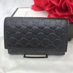 【未使用に近い】 GUCCI グッチ マイクロ シマ キーケース 6連 GG 黒