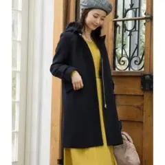 VIS マルチWAYノーカラーコート　ネイビー