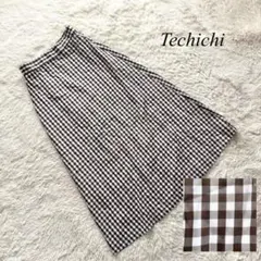 H4❤️おまとめ専用❤️【テチチ】ロングフレアスカート　ギンガムチェック　ブラウン