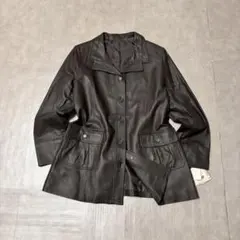 タグ付き レザージャケット チャコールグレー モード y2k グランジ