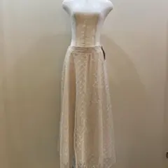 【mily bilet】花柄　ラメチュール　リボン使い　フレアスカート