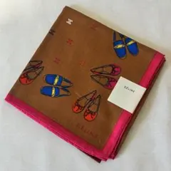 【未使用・シール付き】CELINE セリーヌ 旧ロゴ入り大判ハンカチ マカダム柄