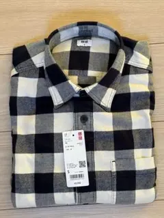 新品未使用　UNIQLO ユニクロ★ Sフランネルシャツ 紺✕白 チェック