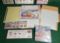 送別準備 色紙 ②☆猫とハムスターの可愛いレターセット 同柄リングメモ