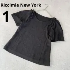 リッチミーニューヨーク フリル 半袖 カットソー Tシャツ 花柄 ブラック 1のサムネイル