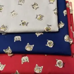 猫プリント生地 3色セット