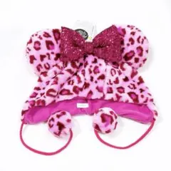 ディズニー ヒョウ柄 ファンキャップ スパンコール ピンク ミニー