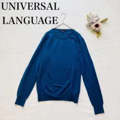 【ユニバーサルランゲージ】ニットセーター（M）クルーネック リブ シンプル 無地