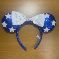 青色 星柄 スパンコール カチューシャ