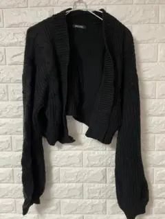 BELIEVE ブラック ケーブルニット クロップドカーディガン サイズM 美品