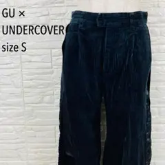GU×UNDERCOVER サテンリボンコーデュロイワイドパンツ ブラック　S