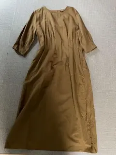 ZARA ブラウン 七分袖 ロングワンピース　M