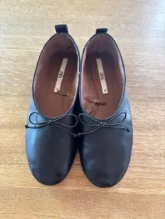 ZARA フラットシューズ　バレエシューズ ブラック38