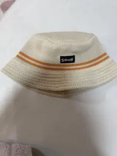 Schott ショット ニット バケットハット ベージュ ライン入り 帽子
