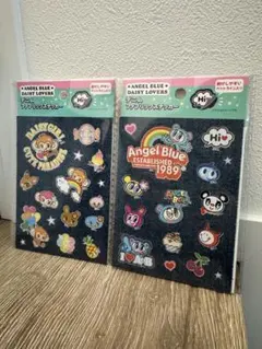 エンジェルブルー デニムファブリックステッカー シール 新品未使用 2つset