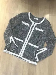 DOWISI ノーカラージャケット Lサイズ グレー・ホワイト