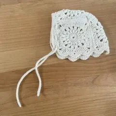 コットン かぎ編み　ボンネット ベビー帽子