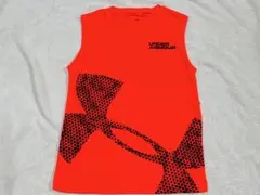 【美品】　アンダーアーマー　YSM 130 タンクトップ　蛍光オレンジ　メッシュ