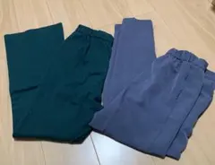 GU パンツ　レディース　フレアパンツ　ストレートパンツ　緑　青