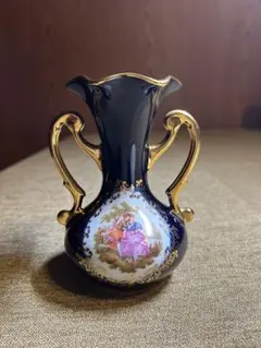 リモージュ 花瓶 陶器 金彩 コバルトブルーのサムネイル