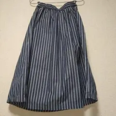 MAJESTIC LEGON ネイビー ストライプ フレアスカート