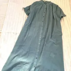 MELROSE claire シャツワンピース くすみグリーン ロング ギャザーのサムネイル