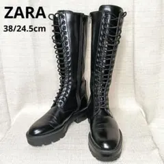 美品 ZARA エンジニアロングブーツ 黒 37 23.5 ニーハイブーツ ザラ