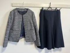 ♯美品 セレモニースーツ ネイビー ツイードジャケット スカート セット 11号