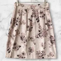 PROPORTION 花柄フレアスカート ピンク 膝丈 タック 上品 きれいめ春