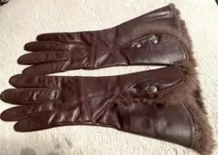 Georges Morand ダークブラウン ファー付きレザー手袋