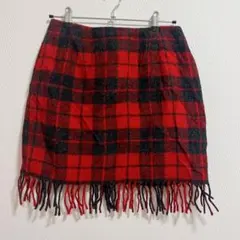 レア✨THE LIMITED【XL】赤黒チェック フリンジ ミニスカート