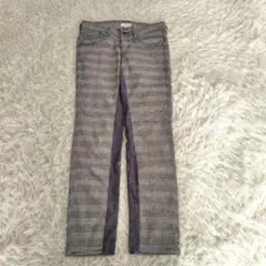 【アースミュージックアンドエコロジー】チェック柄 スキニーパンツ 異素材