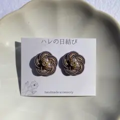 水引ピアス　グレー小梅　結婚式　成人式