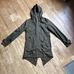オリーブグリーン フード付き薄手ミリタリージャケット