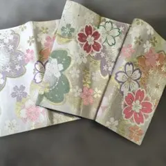 桜花柄 袋帯ハギレ　リサイクルに 長さ　９０センチ