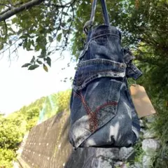 リメイクデニムバッグ 濃デニムペーズリー柄リバーシブルbag-0002